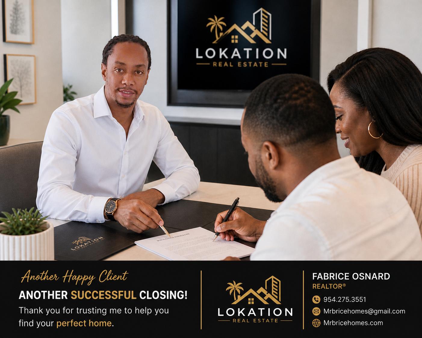 Fabrice Osnard helping clients with a successful real estate closing